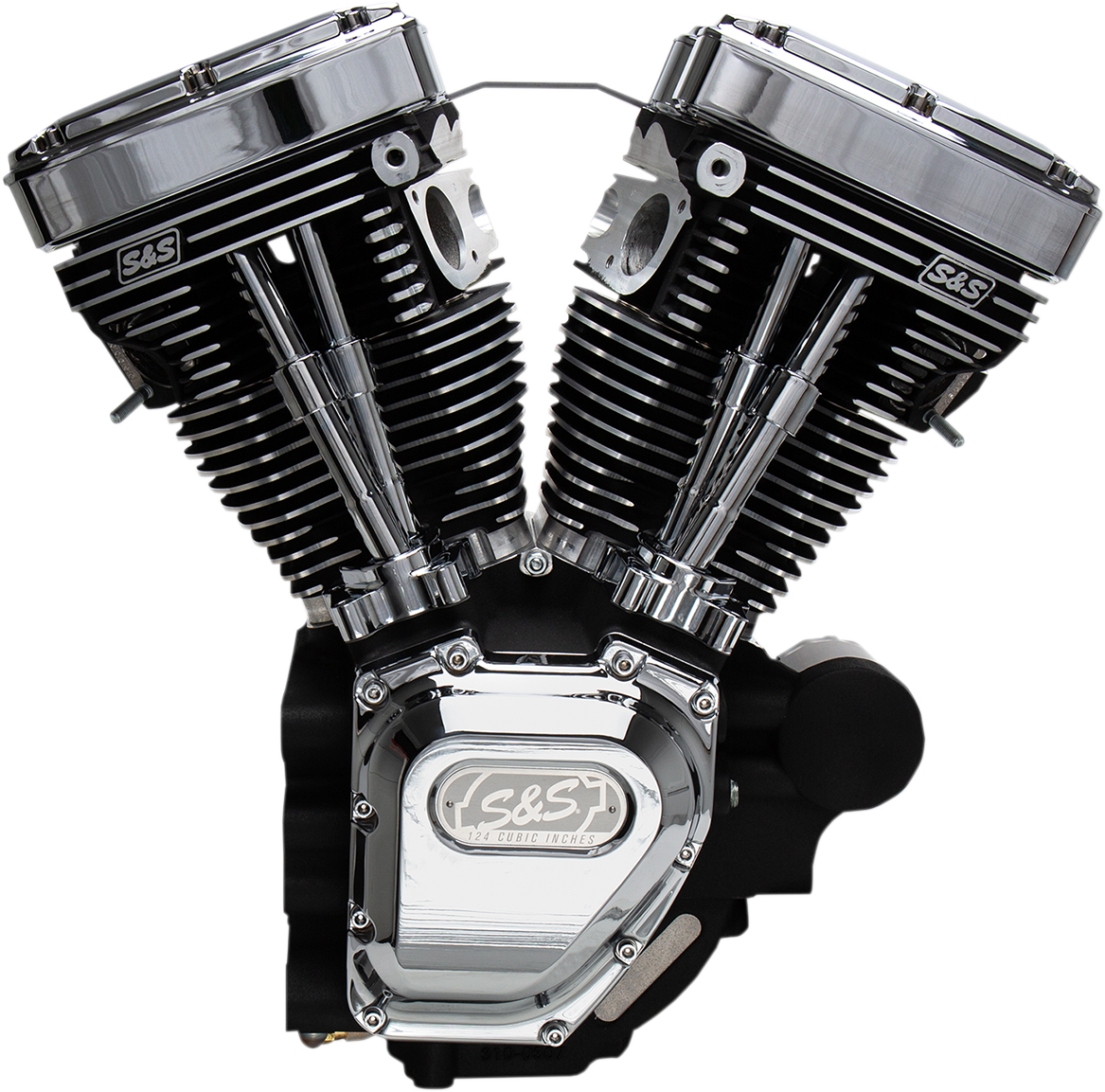 T124 Long Block Engine - Wrinkle Black and Chrome - Touring ...