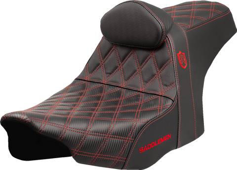 Pro Series SDC Performance Seat - Red Stitching - w/ Backrest - FLT/FLH &