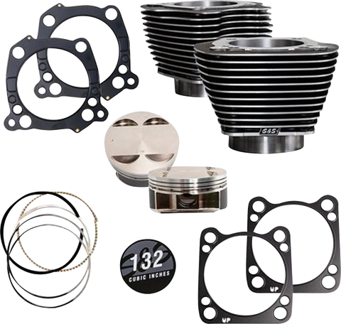 132" Cylinder Kit - 4.500" Stroke - Black Granite w/Highlighted Fins - M8