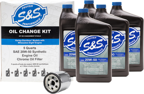 Oil Change Kit - Chrome Filter - M8 - 5 US quarts