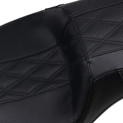 Outcast Daddy Long Legs Seat - 2-Up - w/o Backrest - Black w/Black Double Diamond Inlay - FL &