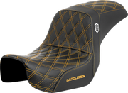 Pro Series SDC Performance Seat - Carbon Fiber/Lumbar Gripper - Gold Stitch - Dyna '06-'17