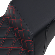 Step-Up Seat - Front Lattice Stitch/With Red Stitching - Black