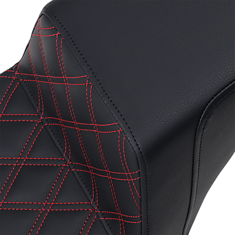 Step-Up Seat - Front Lattice Stitch/With Red Stitching - Black