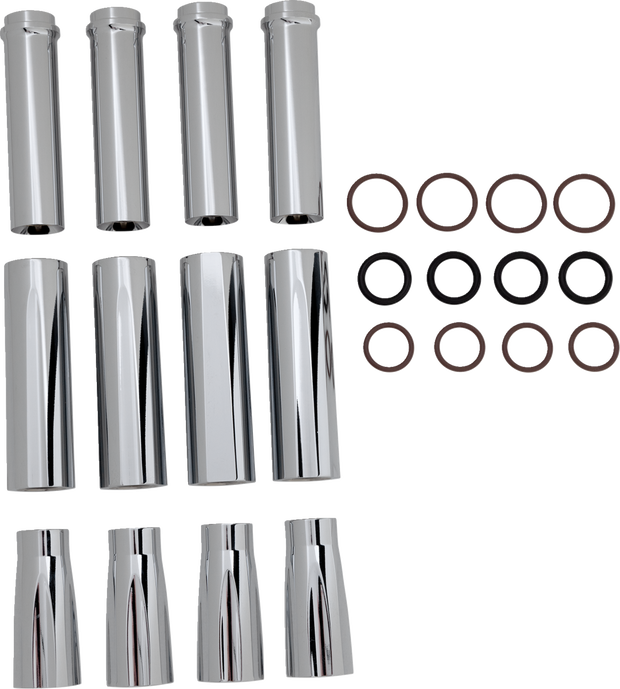 Pushrod Tube Cover Kit - Deep Cut® - Chrome - Twin Cam