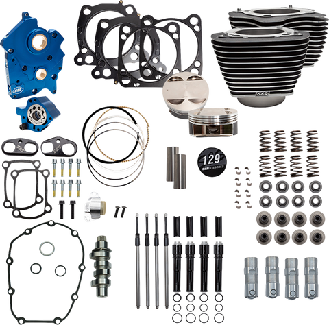129" Power Pack - 550 Chain Drive - Oil Cooled - Wrinkle Black w/Highlight Fins - M8