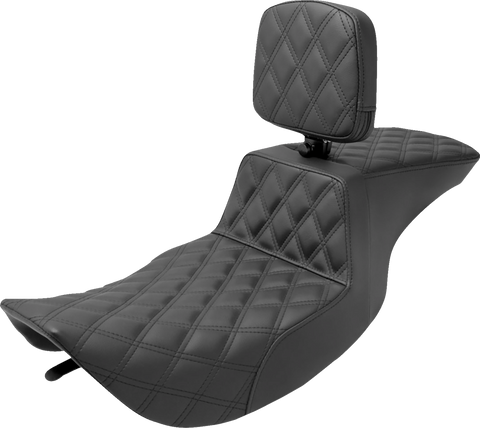 Tour Step-Up Seat - Rider Backrest - Full Lattice Stitch - FLHR/FLHX &