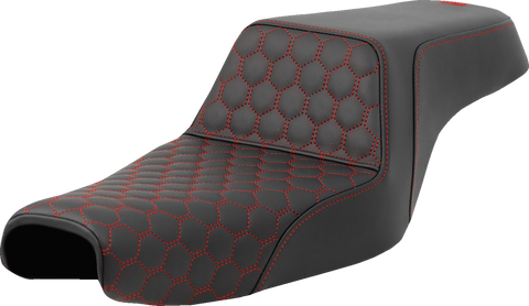 Step-Up Seat - Honeycomb - Red Stitching - 3.3 Gal Tank - Sportster &