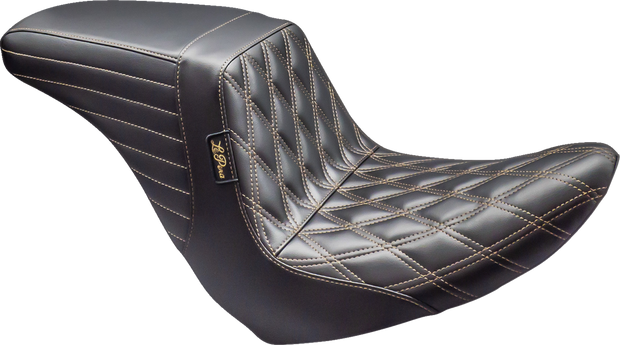Kickflip Up Front Seat - Double Diamond w/ Chestnut Thread - Black - FL/FX &
