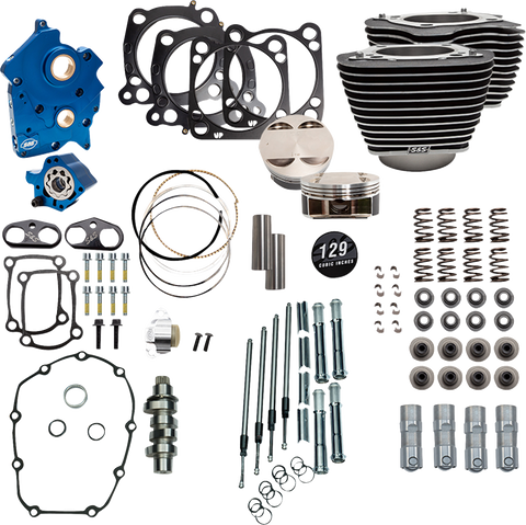 129" Power Pack - 550 Chain Drive - Oil Cooled - Wrinkle Black w/Highlight Fins - M8
