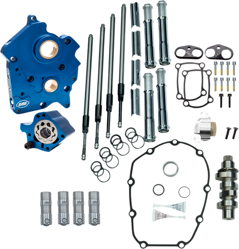 Cam Chest Kit with Plate - Chain Drive - Oil Cooled - 475 Cam - Chrome Pushrods - M8