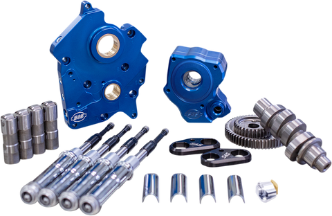 Cam Chest Kit with Plate - Chain Drive - Oil Cooled - 475 Cam - Black Pushrods - M8