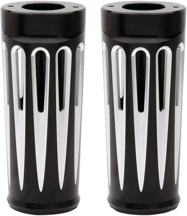 Fork Boot Covers - +2" - Black Anodized - Deep Cut - FL