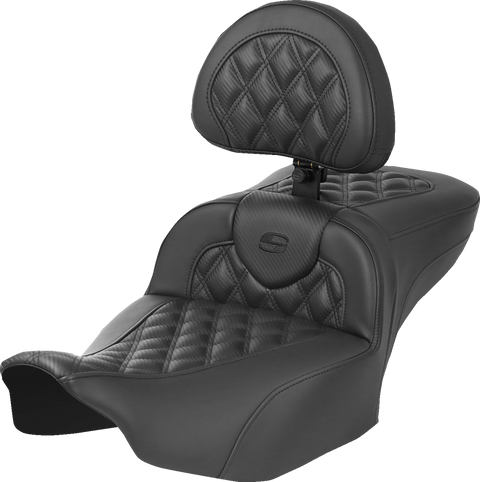 Heated RoadSofa™ Seat - Exended Reach - Lattice Stitch - w/ Backrest - FLT/FLH ’23-‘24