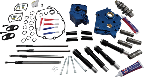 Cam Chest Kit with Plate - Chain Drive - Water Cooled - 465 Cam - Black Pushrods - M8
