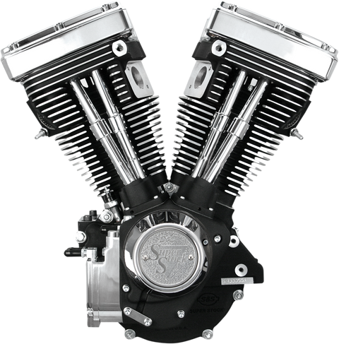 V80 Long-Block Engine - Wrinkle Black - Custom Chassis | Evolution Big Twin