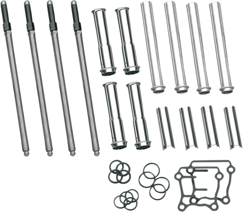 Adjustable Pushrod Kit - Chrome Covers - Twin Cam &