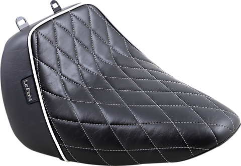 Bare Bones Solo Seat - Diamond Stitch w/ White Stitching/Piping - Black - FLFB &