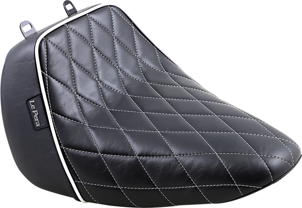 Bare Bones Solo Seat - Diamond Stitch w/ White Stitching/Piping - Black - FLFB &