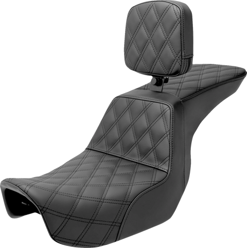 Tour Step-Up Seat - Rider Backrest - Full Lattice Stitch - Dyna &