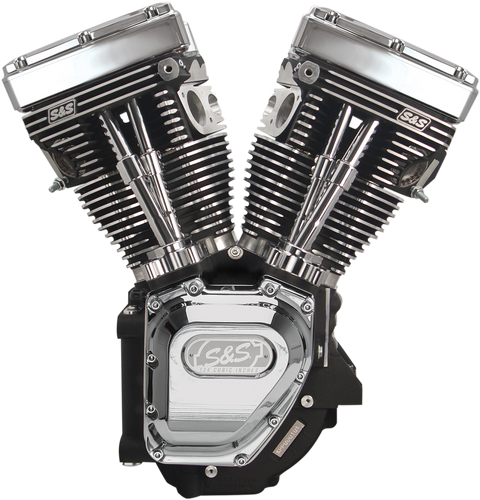 T124 Long Block Engine - Wrinkle Black with Chrome - Touring | Dyna