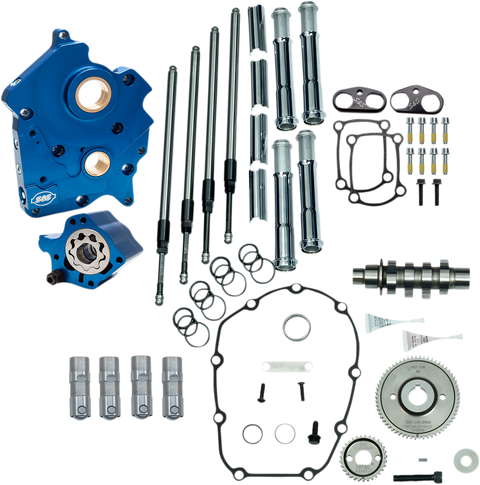 Cam Chest Kit with Plate - Gear Drive - Water Cooled - 465 Cam - Chrome Pushrods -M8