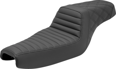 Step-Up Seat - Front Tuck-n-Roll/Rear Lattice Stitch - Black