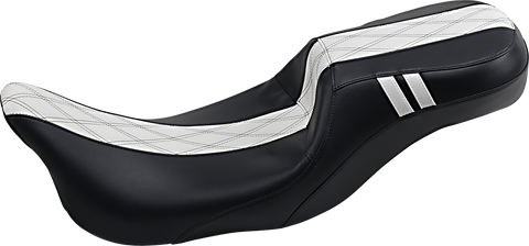 Outcast Daddy Long Legs Seat - 2Up - w/o Backrest - Black w/ White Double Diamond Inlay - FL &