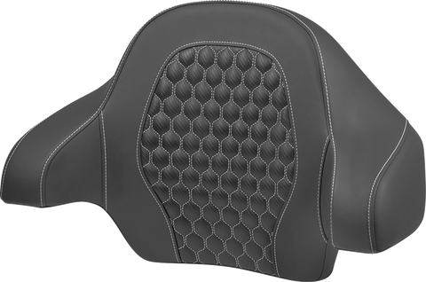 Tour Pack Backrest Pad - Honeycomb - White Stitching - FLH/FLT &