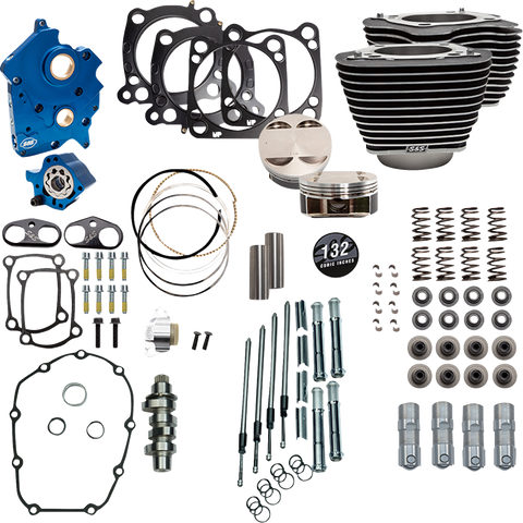132" Power Pack - 550 Chain Drive - Oil Cooled - Wrinkle Black w/Highlight Fins - M8