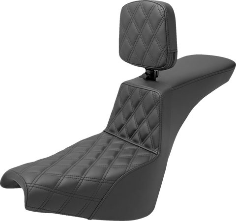 Tour Step-Up Seat - Rider Backrest - Front Lattice Stitch - FXBB/FXST &