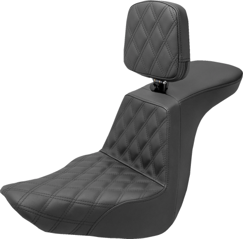 Tour Step-Up Seat - Rider Backrest - Front Lattice Stitch - FLSB/FXLR &