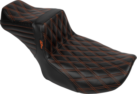Tailwhip Daddy Long Legs Seat - Burnt Orange Double Diamond Stitch - FLH/FLT &