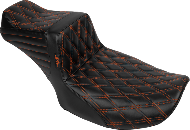 Tailwhip Daddy Long Legs Seat - Burnt Orange Double Diamond Stitch - FLH/FLT &
