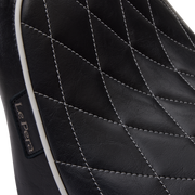 Bare Bones Solo Seat - Diamond Stitch w/ White Stitching/Piping - Black - Softail '18-'23