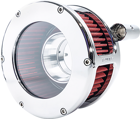 BA Air Cleaner Kit - Chrome/Chrome with Red Filter - &