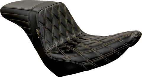 Kickflip Seat - Diamond w/Chestnut Stitching - Black - Softail &