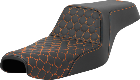 Step-Up Seat - Honeycomb - Orange Stitching - 3.3 Gal Tank - Sportster &