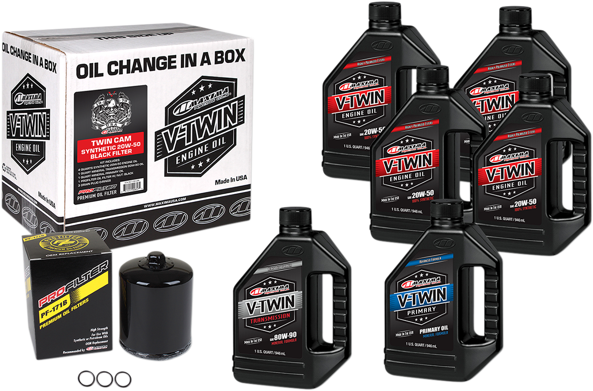 Twin Cam Synthetic 20W-50 Oil Change Kit - Black Filter