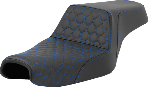 Step-Up Seat - Honeycomb - Blue Stitching - 3.3 Gal Tank - Sportster &