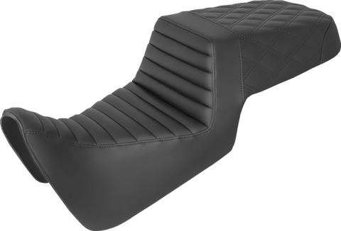 Step-Up Seat - Front Tuck-n-Roll/Rear Lattice Stitch - Black - Pan America &