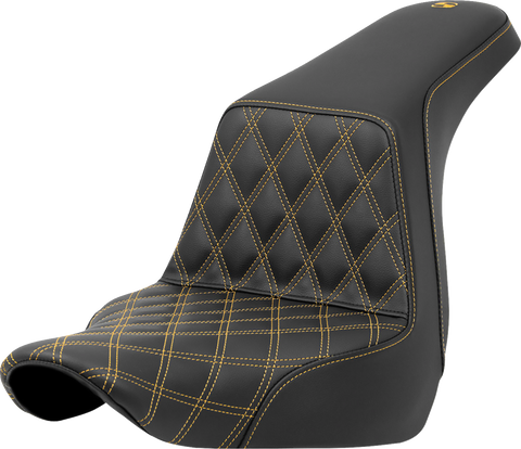 Step-Up Seat - Front Lattice Stitch - Gold Stitch - FXLR/FLSB &
