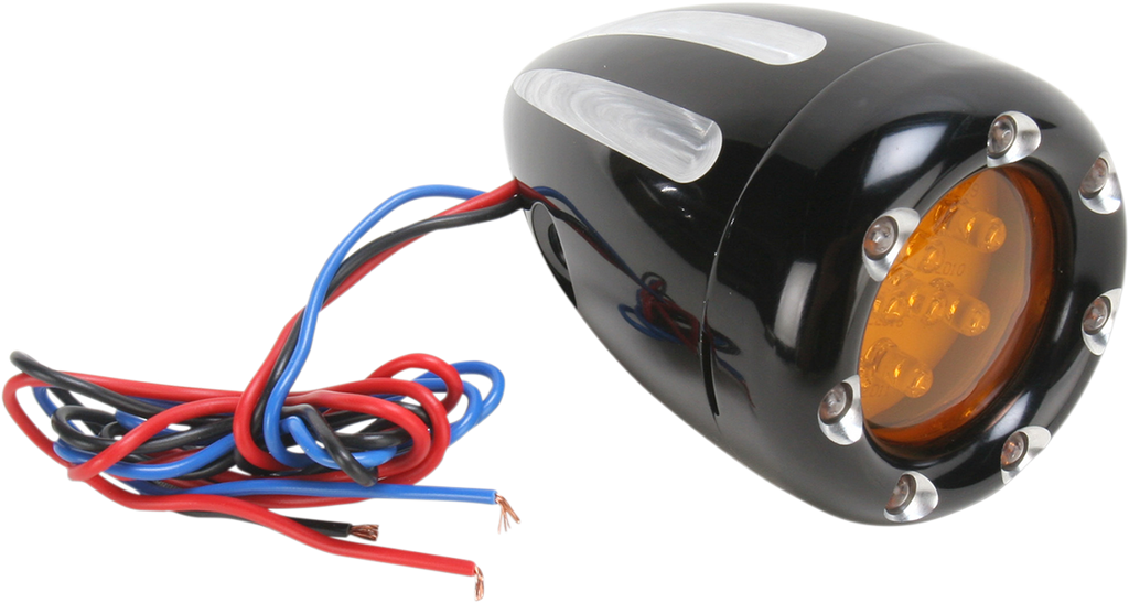 Turn Signals - LED - Deep Cut - Black/Amber - White Ring