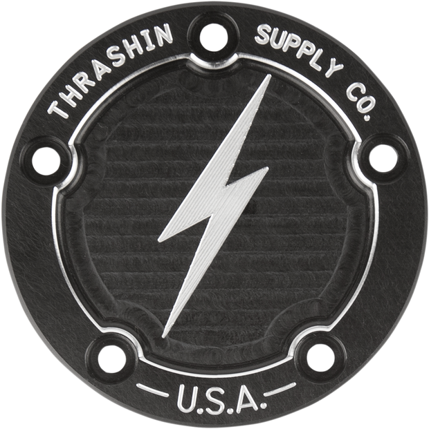 Points Cover - Dished - Black - 5 Hole - Twin Cam