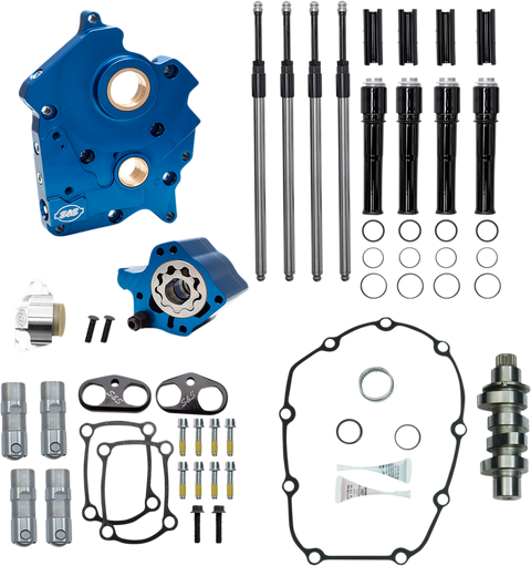 Cam Chest Kit with Plate - Chain Drive - Oil Cooled - 465 Cam - Black Pushrods - M8