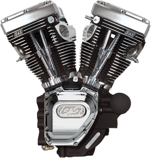 T143 Long Block Engine - Wrinkle Black and Chrome - Dyna