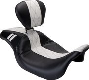 Outcast GT Seat - Full-Length - With Backrest - Black Double Diamond w/ White Inlay - FL '08-'23