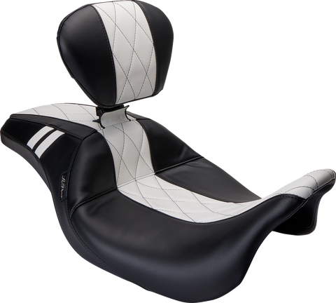 Outcast GT Seat - Full-Length - With Backrest - Black Double Diamond w/ White Inlay - FL &