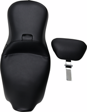 Outcast Seat - 2-Up - With Backrest - Smooth - Black - FL '08-'23