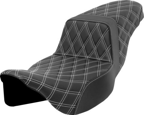 Step-Up Seat - Lattice Stitch - White Stitch - Extended Reach - FLH/FLT &